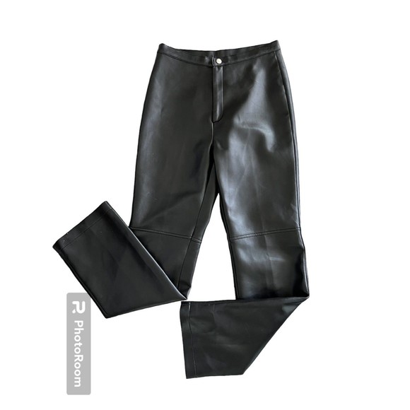 One Step Up Faux Leather Pants Leggings Straight Leg Black Small - Picture 1 of 7